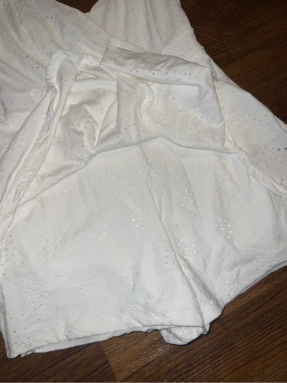 Rue21 White Eyelet Mini Dress Cottage Coquette Embroidered Shorts Romper Size M - Picture 5 of 7